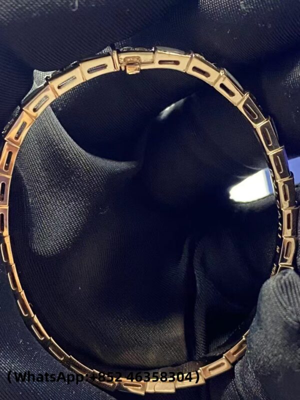 b98ca082a78cf10649fa27cd42c2ffe3 (1) Custom Solid 18k Gold Bulgari Jewelry Serpenti Viper Single Loop Bracelet in 18k Rose Gold with Pavé Diamonds and White Mother-of-Pearl