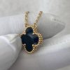 Custom Solid 18K Gold Van Cleef & Arpels Jewelry Vintage Alhambra Pendant Onyx