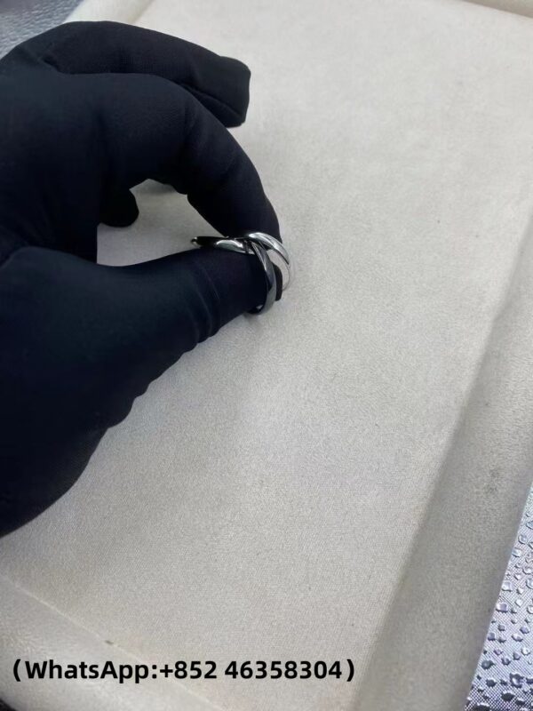 Custom Solid 18k Gold Cartier Jewelry Trinity Ring,Classic 18k White Gold, Ceramic