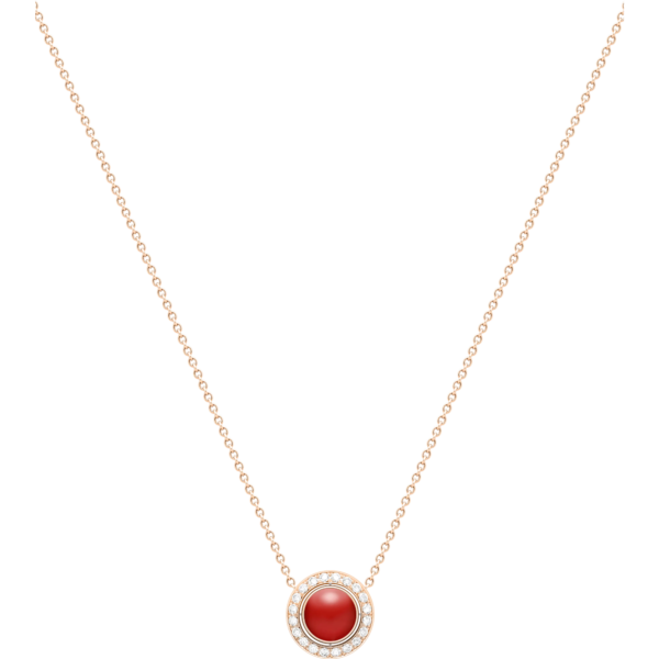 d1192850-3f28-40d2-a84b-5417c5316306 Custom Solid 18k Gold Piaget Possession Pendant in 18K Rose Gold Set with 20 Brilliant-Cut Diamonds (approx. 0.28 ct) and Decorated with a Carnelian Cabochon (approx. 0.82 ct) 2 Ways of Wearing