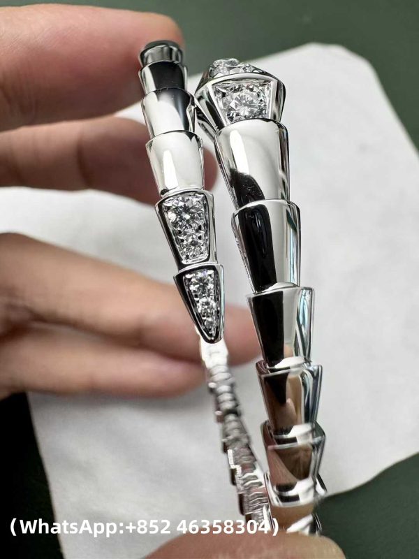 Custom Solid 18K Gold Bulgari Jewelry Serpenti Viper One-coil Bracelet set with Pavé Diamonds on the Head and Tail