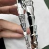 Custom Solid 18K Gold Bulgari Jewelry Serpenti Viper One-coil Bracelet set with Pavé Diamonds on the Head and Tail