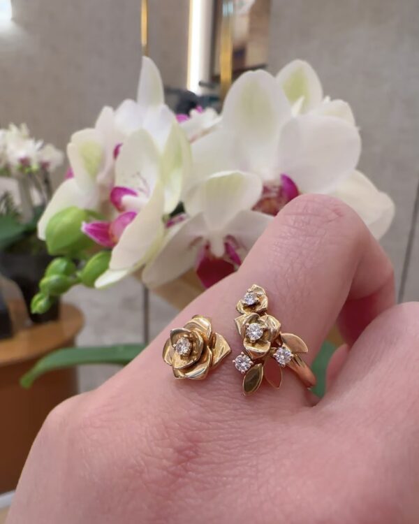 Screenshot Custom Solid 18k Gold Piaget Rose Ring in 18K Rose Gold Set with 6 Brilliant-Cut Diamonds (approx. 0.26 ct)