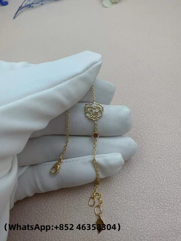 da2881f130f3feed2911ea3bc924de6c (1) Custom Solid 18k Gold Piaget Jewelry Piaget Rose Bracelet, Set with One Brilliant-Cut Diamond and One Pink Sapphire