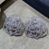 Screenshot Custom Solid 18k Gold Piaget Rose Earrings in Rhodium Finish 18K White Gold Set with 282 Brilliant-Cut Diamonds (approx. 1.48 ct)