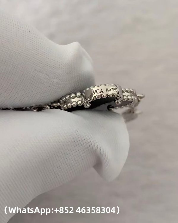 Custom Solid 18k Gold Van Cleef & Arpels Jewelry Vintage Alhambra Bracelet, 5 Motifs, Diamond, Onyx