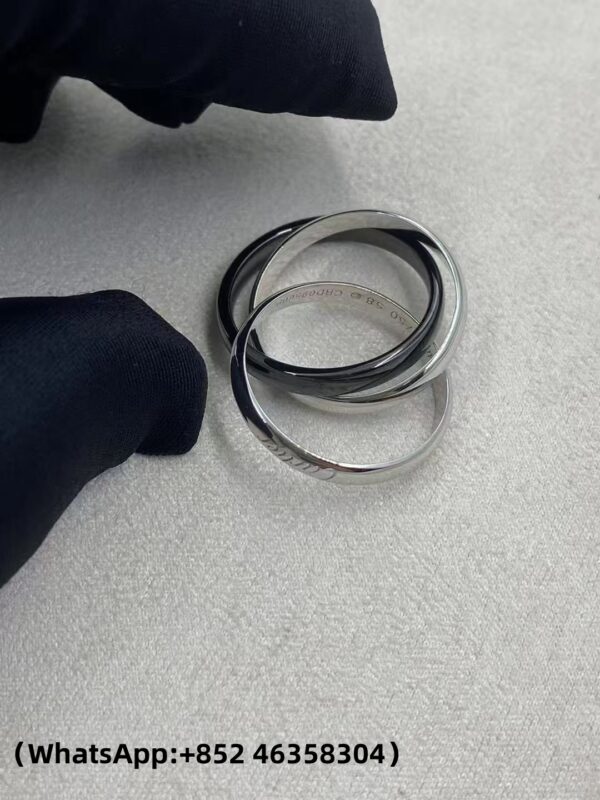 Custom Solid 18k Gold Cartier Jewelry Trinity Ring,Classic 18k White Gold, Ceramic