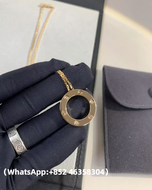 Custom Solid 18k Gold Cartier Jewelry LOVE Pendant, 3 Diamonds Custom Solid 18k Gold Cartier Jewelry LOVE Pendant, 3 Diamonds