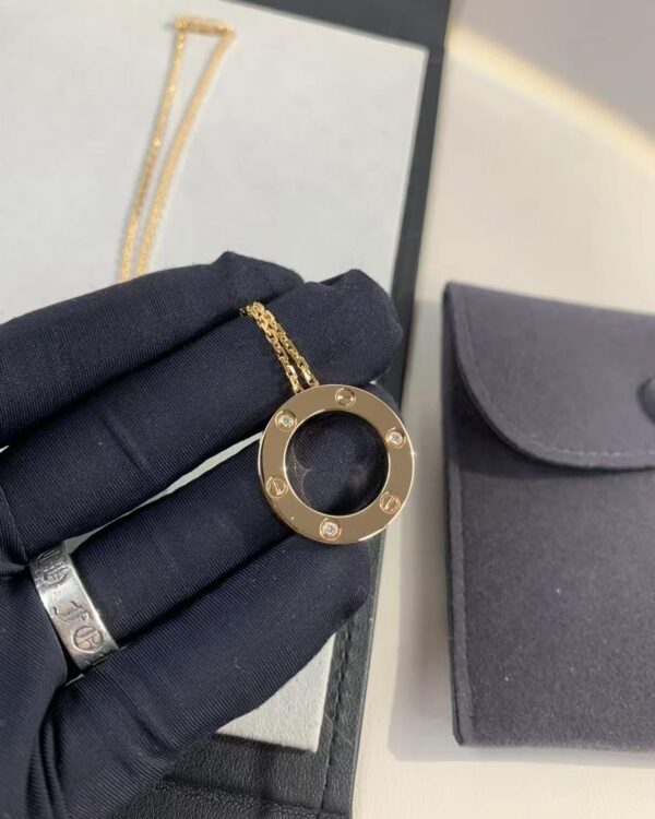 Custom Solid 18k Gold Cartier LOVE Pendant, 3 Diamonds