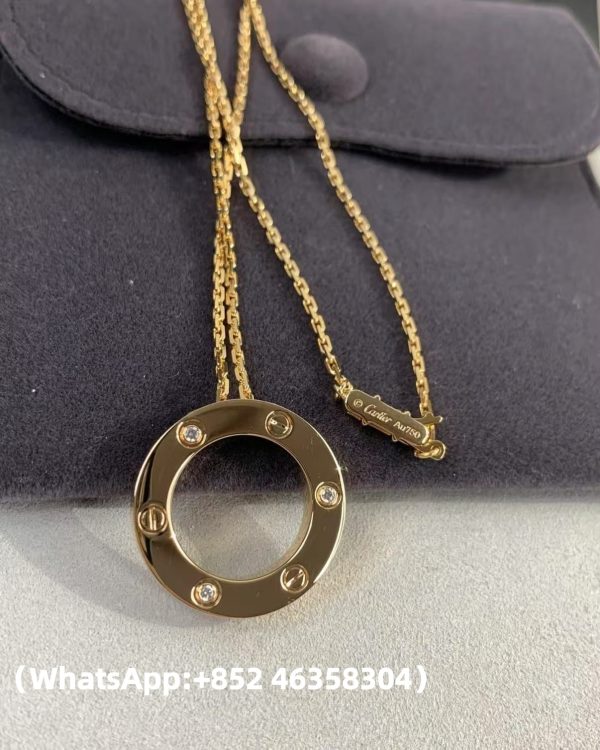 Custom Solid 18k Gold Cartier Jewelry LOVE Pendant, 3 Diamonds Custom Solid 18k Gold Cartier Jewelry LOVE Pendant, 3 Diamonds