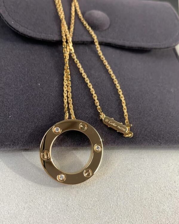 Custom Solid 18k Gold Cartier LOVE Pendant, 3 Diamonds