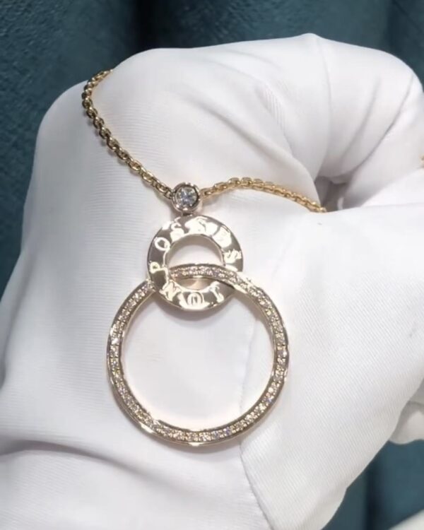 f0ec682cd6f57a7f75460544e0ade4de Custom Solid 18K Gold Piaget Jewelry Piaget Necklace Possession Double Circle Diamond Pendant 18K Rose Gold