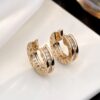Custom Solid 18k Gold Bulgari Jewelry B.zero1 Small Hoop Earrings Set with Pavé Diamonds on The Spiral