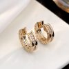 Custom Solid 18k Gold Bulgari Jewelry B.zero1 Small Hoop Earrings Set with Pavé Diamonds on The Spiral