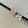 Custom Solid 18k Gold Van Cleef & Arpels Jewelry Two Butterfly Between the Finger Ring, Diamond, Mother-Of-Pearl
