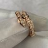 Custom Solid 18k Gold Bulgari Jewelry Serpenti Viper One-coil Ring set with Full Pavé Diamonds