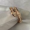 Custom Solid 18k Gold Bulgari Jewelry Serpenti Viper One-coil Ring set with Full Pavé Diamonds