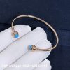 Custom Solid 18k Gold Piaget Jewelry Piaget Possession Open Bangle Bracelet Decorated with 2 Turquoise Cabochons Custom Solid 18k Gold Piaget Jewelry Piaget Possession Open Bangle Bracelet Decorated with 2 Turquoise Cabochons