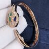 Custom Solid 18K Gold Bulgari Jewelry Serpenti Bracelet Custom Made in 18K Rose Gold with Blue Sapphire Eyes,Malachite and Pavé Diamonds