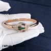 Custom Solid 18K Gold Bulgari Jewelry Serpenti Bracelet Custom Made in 18K Rose Gold with Blue Sapphire Eyes,Malachite and Pavé Diamonds