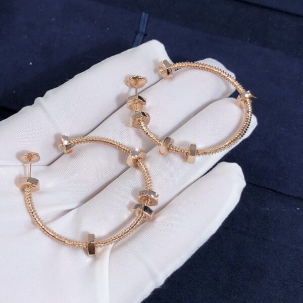 Custom Solid 18K Gold Cartier Jewelry Ecrou de Cartier Earrings Custom Made in 18K Pink Gold