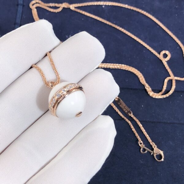 i1604303147_8534_3 Custom Solid 18k Gold Piaget Jewelry Piaget Possession Pendant Necklace Customized in 18K Rose Gold with Diamonds and Decorated with 2 White Chalcedony Cabochons