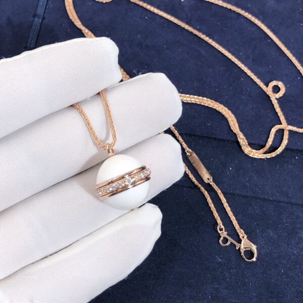i1604303147_911_1_副本 Custom Solid 18k Gold Piaget Jewelry Piaget Possession Pendant Necklace Customized in 18K Rose Gold with Diamonds and Decorated with 2 White Chalcedony Cabochons