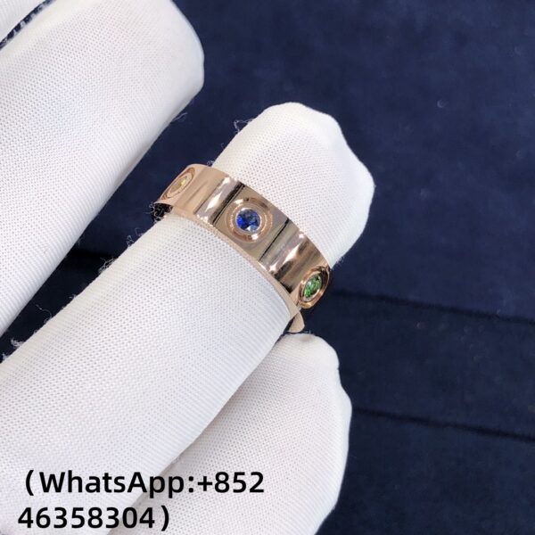 Custom Solid 18K Gold Cartier Jewelry Love Ring in 18K Rose Gold,Sapphires,Garnets and Amethyst