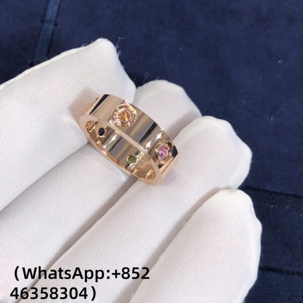 Custom Solid 18K Gold Cartier Jewelry Love Ring in 18K Rose Gold,Sapphires,Garnets and Amethyst