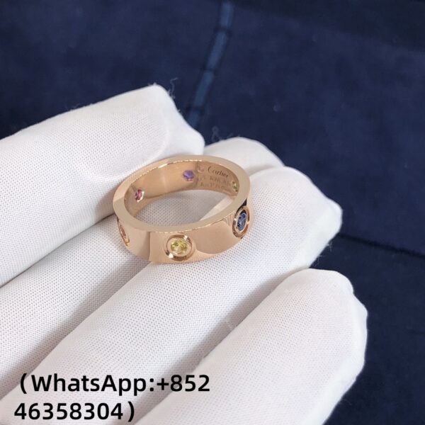 Custom Solid 18K Gold Cartier Jewelry Love Ring in 18K Rose Gold,Sapphires,Garnets and Amethyst