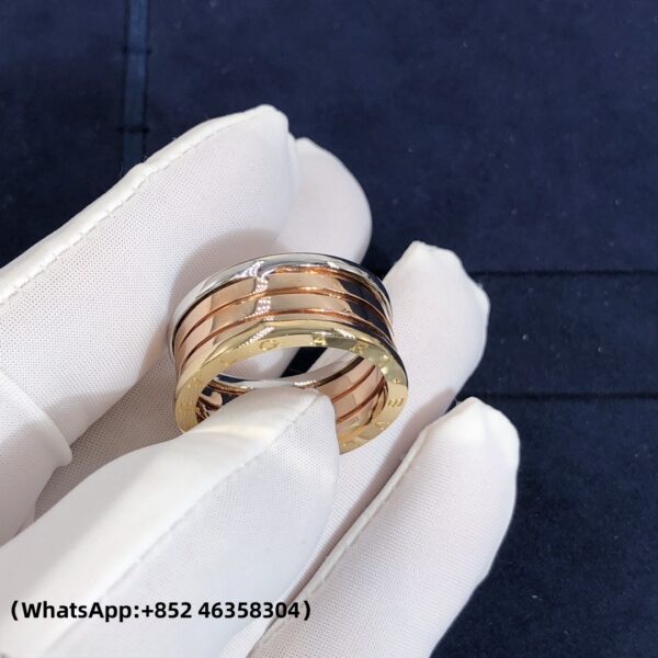 Custom Solid 18K Gold Bulgari Jewelry B.zero1 Four-band Ring in 18K Rose,White and Yellow gold