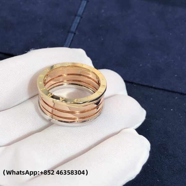 Custom Solid 18K Gold Bulgari Jewelry B.zero1 Four-band Ring in 18K Rose,White and Yellow gold