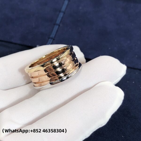 Custom Solid 18K Gold Bulgari Jewelry B.zero1 Four-band Ring in 18K Rose,White and Yellow gold