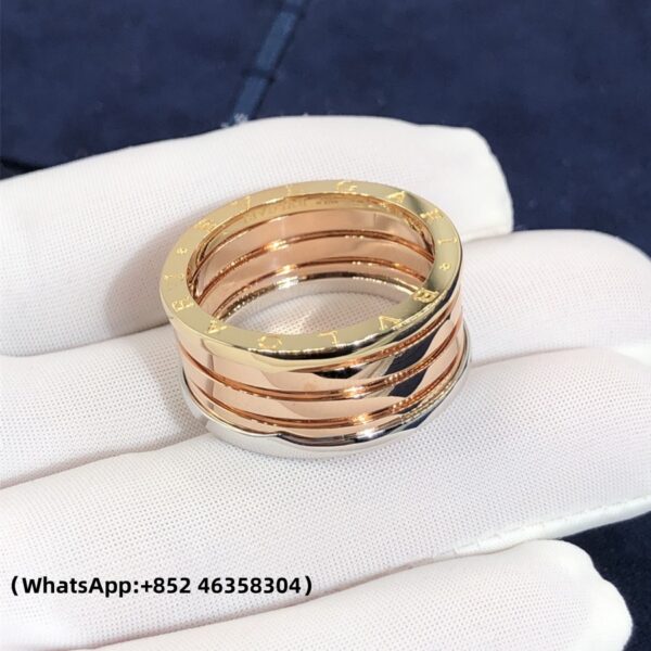 Custom Solid 18K Gold Bulgari Jewelry B.zero1 Four-band Ring in 18K Rose,White and Yellow gold