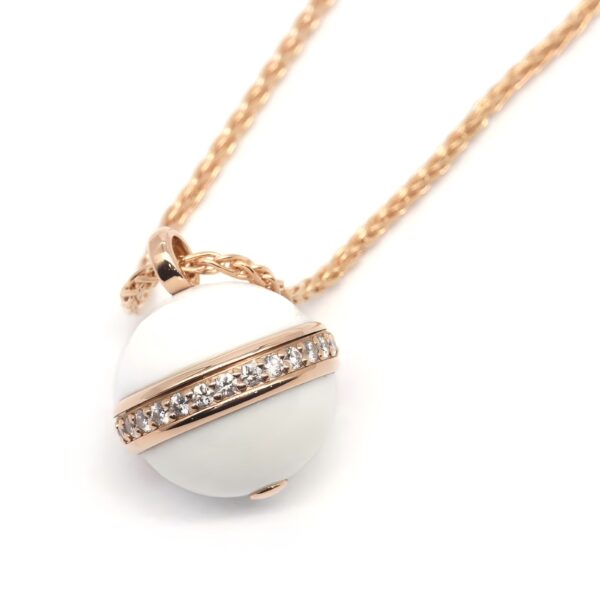 s-l960 Custom Solid 18k Gold Piaget Jewelry Piaget Possession Pendant Necklace Customized in 18K Rose Gold with Diamonds and Decorated with 2 White Chalcedony Cabochons