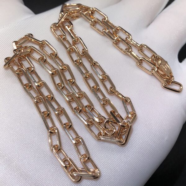 Custom Solid 18K Gold Cartier Jewelry Santos de Cartier Necklace, Chain, Medium Model