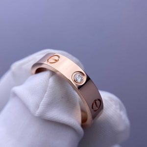 Custom Solid 18k Gold Cartier Jewelry LOVE Ring Small Model 1 Diamond