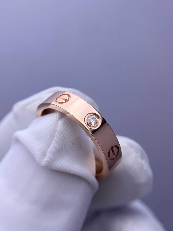 Custom Solid 18k Gold Cartier Jewelry LOVE Ring Small Model 1 Diamond