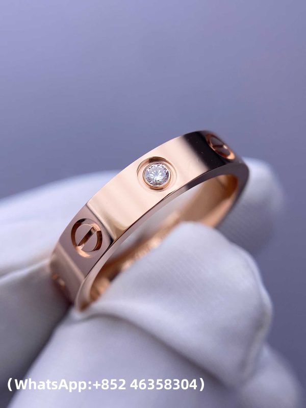 Custom Solid 18k Gold Cartier Jewelry LOVE Ring Small Model 1 Diamond
