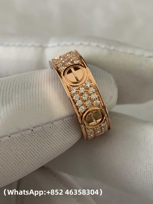 Custom Solid 18k Gold Cartier LOVE Ring Classic Model Paved