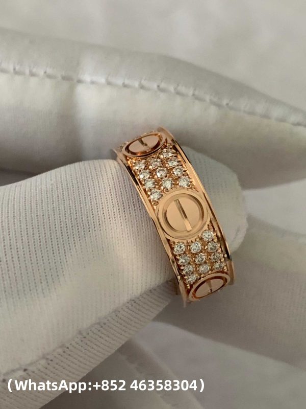 Custom Solid 18k Gold Cartier LOVE Ring Classic Model Paved