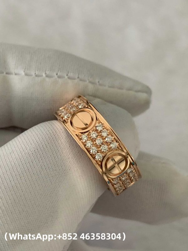 Custom Solid 18k Gold Cartier LOVE Ring Classic Model Paved