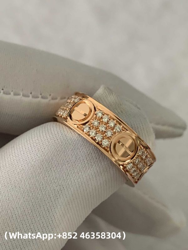 Custom Solid 18k Gold Cartier LOVE Ring Classic Model Paved