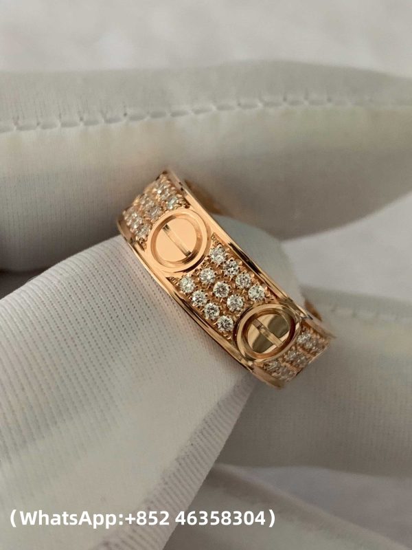 Custom Solid 18k Gold Cartier LOVE Ring Classic Model Paved