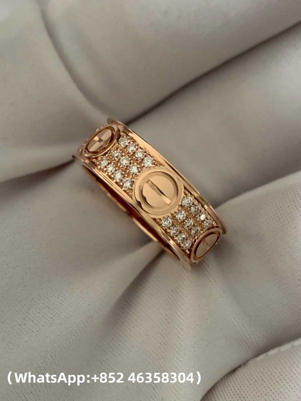 Custom Solid 18k Gold Cartier LOVE Ring Classic Model Paved