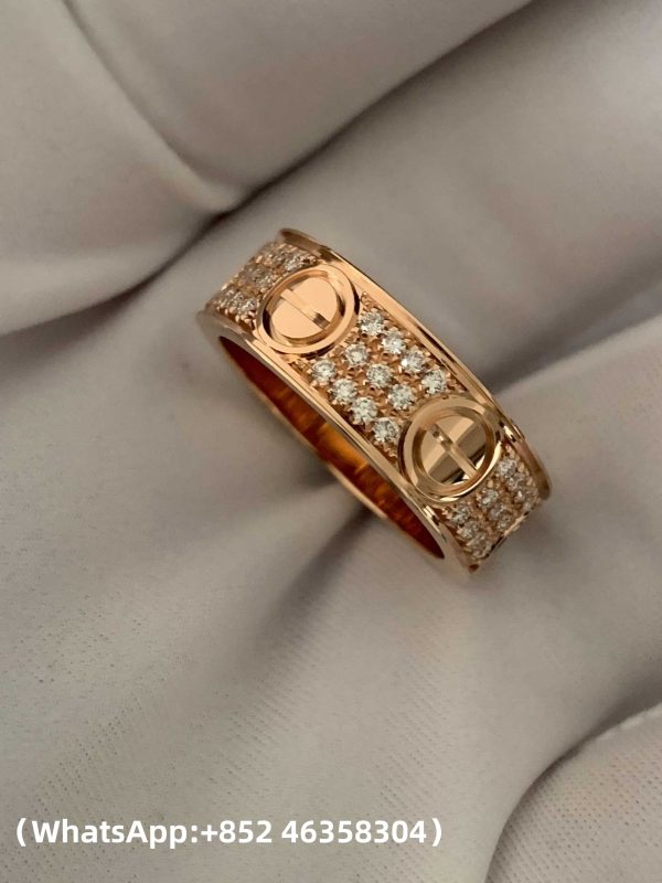 Custom Solid 18k Gold Cartier LOVE Ring Classic Model Paved