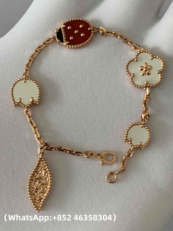 Custom Solid 18k Gold Van Cleef & Arpels Jewelry Lucky Spring Bracelet, 5 Motifs