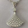 Custom Solid 18k Gold Bulgari Divas' Dream Necklace with Pendant Set with One Diamond and Pavé Diamonds