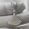 Custom Solid 18k Gold Bulgari Divas' Dream Necklace with Pendant Set with One Diamond and Pavé Diamonds