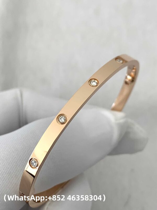 Custom Solid 18k Gold Cartier Jewelry LOVE Bracelet, Small Model, 10 Diamonds